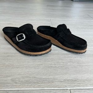 Birkenstock’s Loafers, Black Suede, Size 38